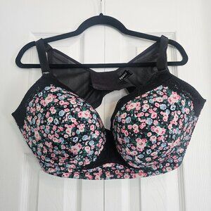 torrid wire free push up bra 42DDD floral black